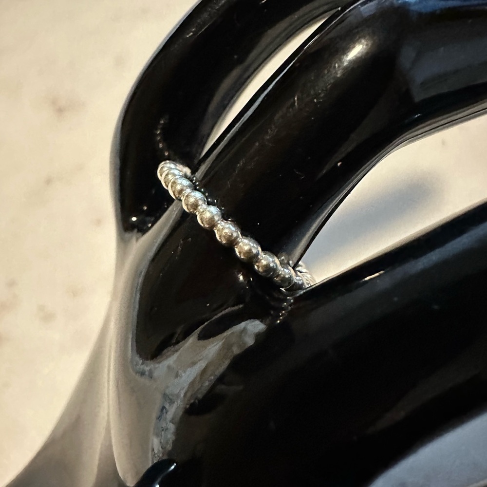 Authentic Pandora Sterling Silver Beaded Ring Band Sz 5 ALE 925